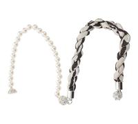 POPETPOP Collana Girocollo per Donna Sciarpa di Seta Nera a Fantasia Bianca Perle Finte Chiusura Magnetica Leggera e Versatile per Uso Quotidiano e Regalo Elegante