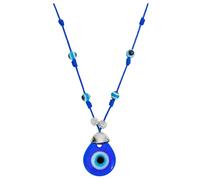 POPETPOP Collana Uomo Occhio Malocchio Regolabile, Ciondolo Clavicola in Vetro Blu, Accessorio Moda Maschile Elegante e Resistente