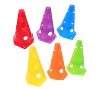 POPETPOP Coni di Agilità per Esercitazioni 23Cm in Plastica PE 6 Pezzi Multicolore con Fori per Allenamento Calcio Basket e Fitness Attrezzatura Sportiva Resistente per Uso Indoor e