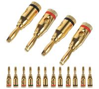 POPETPOP Connettori Banana Audio in Rame Placcato Oro 24k, 12 Paia, Facile Inserimento, Resistenti a Deformazioni per Altoparlanti e Impianti Audio Domestici