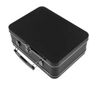 POPETPOP Contenitore per Pranzo in Latta con Coperchio Incernierato e Serratura, Scatola Bento in Metallo Nero 205x150x75mm, Porta Snack Riutilizzabile per Scuola, Ufficio e Attività