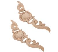 POPETPOP Cornice in Legno Intagliato a Forma di Fiore 33X10 CM 2 Pezzi Applicazione su Armadi e Cassettiere per Arredamento Casa e Ufficio