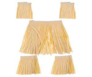 POPETPOP Costume da Spettacolo 5 Pezzi Abito Hula Nappe in Carta Rafi per Feste a Tema Luau Hawaiano Halloween Eventi Scolastici e Balli in Maschera Taglia Unica Ecologico e Comodo