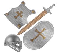 POPETPOP Costume Medievale con Elmo e in Plastica Resistente per Giochi Ruolo e Cosplay