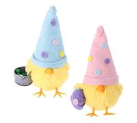 POPETPOP Decorazioni Pasquali da Tavolo 2 Pezzi a Forma di Pulcino di Peluche Morbido Uova Colorate Ornamenti Primaverili per Centrotavola e Decorazioni per Feste in Casa