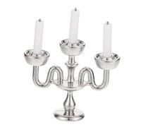 POPETPOP Di Candela Per Casa Delle Bambole Mini Roba Da Casa Delle Bambole Piccolo Candeliere Della Casa Delle Bambole Ornamento Candelabro in Resina Gomma Morbida Argento