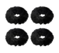 POPETPOP Elastici per Chioma Pelosi Morbidi 4 Pezzi Neri Fascia Elastica Soffice per Acconciature Donna e Ragazza Accessorio Moda Quotidiana Regalo Feminine