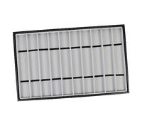 POPETPOP Espositore per Orologi da Polso e Collane 10 Scomparti, Vassoio Espositivo in Pelle Nera Interno in Velluto Grigio, Organizzatore per Collezionisti da Vetrina e Uso Domestico