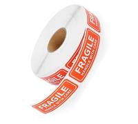 POPETPOP Etichette Adesive Fragile 125 Pezzi Rotolo 1x3 Pollici Testo Grande Chiaro e Facile da Staccare per Imballaggio e Spedizione Sicura in Garage