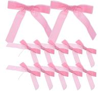 POPETPOP Etichette per Bevande Fiocco di Stoffa Rosa 2,5 Cm, Set da 12 Segnalibri per Bicchieri, Decorazioni Natalizie per Feste di Matrimonio, Nastri Riutilizzabili per Ghirlande