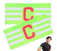 POPETPOP Fascia da Capitano da Calcio Elastica Regolabile in Poliestere Set 2 Pezzi Verde ad Alto Contrasto Chiusura a Strappo Fascia da Leader Sicura per Partite e Squadre Sportive