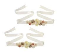POPETPOP Fascia Maternità Regolabile in Raso Beige Rose e Cristalli, Cintura Addominale per Shower e Fotografia Gravidanza, Accessorio Elegante per Festa Rivelazione Sesso (2 Pezzi)