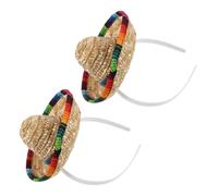 POPETPOP Fascia per Cappello Sombrero Messicano in Paglia 2 Pezzi, Cerchietto per Chioma per Festa Cinco De Mayo e Compleanni, Accessorio Leggero e Antiscivolo per Decorazioni Foto Luau