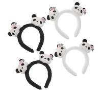 POPETPOP Fascia per Chioma Morbida a Forma di Panda 4 Pezzi, Cerchietti Orecchie di Animali e Ragazze, Accessori per Feste a Tema, Cosplay e Cura del Viso