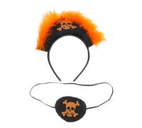 POPETPOP Fascia Pirata con Maschera Occhio Teschio Glitter e Accessori Cosplay Halloween Unisex per Feste e Costume Avventuroso