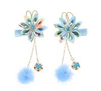 POPETPOP Fermagli per Chioma a Forma di Fiore Nappa Pendente, Set 2 Pezzi, Accessori Delicati per Bambine, Clip Chioma Stile Cinese per Feste e Occasioni Speciali