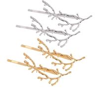 POPETPOP Fermagli per Chioma in Lega Set da 4 Pezzi Corna di Cervo, Clip Stile Coreano Dorate e Argentate, Accessori Graziosi per Donna, per Feste e Riunioni