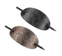 POPETPOP Fermagli per Chioma Vintage in Similpelle Morbida Set 2 Pezzi con Porta Chignon Ovale Antiscivolo Accessori Minimalisti per Acconciature da Sposa e Uso Quotidiano