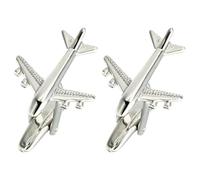 POPETPOP Gemelli da Polso Uomo Forma Aereo in Rame Argento Superficie Liscia, Accessori Classici e Contemporanei per Abiti da Cerimonia e Uso Quotidiano