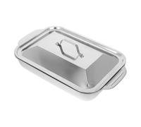POPETPOP Grill Roasting Pan Rettangolare in Acciaio Inossidabile Anti-Graffio 2 Pezzi per Preparazioni Casalinghe