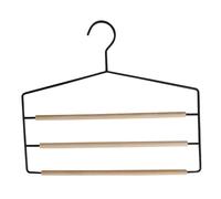 POPETPOP Grucce Pantaloni Multistrato in Acciaio e Legno Nero Appendini Multiuso per Pantaloni Cravatte e Sciarpe Organizzatore Armadio Compatto e Robusto