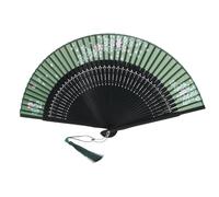 POPETPOP Handheld Fan Retro Style Fan Folding Fan in bambù e Stoffa con Tassello, Motivo Delicato, per Stagione Calda e Spettacoli di Danza