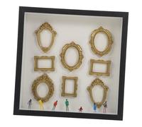 POPETPOP Kit Cornice Mini Museo Fai da Te con Scatola Silhouette Nera, Cornici e Statuette in Legno per Decorazioni Casa e Ricordi, Dimensioni 24,4x24,4x4,5 Cm