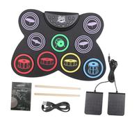 POPETPOP Kit di Batteria Elettronica in Silicone Portatile Design Roll Up per Bambini e Principianti 9 Pad Tamburo 2 Piatti per Uso a Scuola a Casa