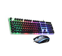 POPETPOP Kit Tastiera e Mouse Usb Con Cavo Tastiera Illuminata Con Retroilluminazione Attraente e Tasti Comfort Mouse Pratico Portatile Per Computer Tablet e Smartphone Nero