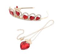 POPETPOP Lussuoso set di diadema e collana a forma di cuore con strass, elegante corona da sposa per matrimoni e feste di compleanno, leggero e confortevole copricapo da concorso