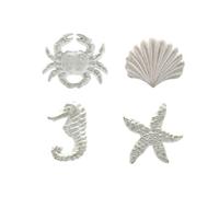 POPETPOP Maniglie per Porte in Ferro Bianco 4 Pezzi Tema Animali Marini per Cassetti e Armadietti Camera Decorazione Semplice Delicata Stili Multipli