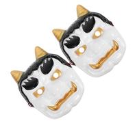POPETPOP Maschera da Demone Giapponese Tengū 2 Pezzi, Maschera da Samurai Cosplay in Plastica Bianca Resistente alle Macchie per Feste di Halloween, Decorazione Ristorante e Carnevale