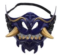 POPETPOP Maschera da mostro giapponese: maschera da demone malvagio Oni Samurai Prajna a mezza faccia per giochi di guerra, travestimenti, feste di Halloween, costumi e cosplay.