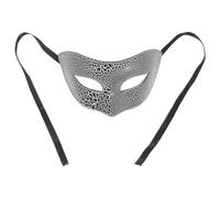 POPETPOP Maschera Mezza Faccia Halloween in Plastica Nera con Effetto Crepa Maschera Horror per Adulti Costume Masquerade Comfort per Feste Carnevale e Cosplay