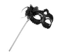 POPETPOP Maschera Nera in Plastica per Halloween e Party, Maschera a Mano Elegante e Leggera, per Mascherate e Eventi a Tema