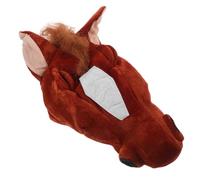POPETPOP Maschera Testa di Cavallo in Peluche Marrone Fascia Regolabile, Copricapo Costume da Cavallo per Adulti, Accessorio Cosplay per Feste di Capodanno 2026 e Photo Booth a Tema