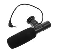 POPETPOP Microfono da Intervista per Camera Attacco Hot Shoe Nero ABS | Ampia Risposta in Frequenza, Foro Filettato da 1/4 Pollice, Angolo 90/120 Gradi per Voci Singole e Multiple