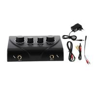 POPETPOP Mixer Audio a Doppio Canale con Doppio Ingresso Microfono, Mixer per Karaoke Portatile con Jack Rca, Compatto e Leggero per Feste e Performance Ktv, Alimentazione Ac220v, Nero