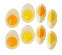 POPETPOP Modelli di Uova Artificiali per Fotografia Culinaria e Oggetti di Scena in PVC Set da 8 Pezzi Fette di Uova Sode e Morbide Decorazioni Realistiche per Cucina Giochi e