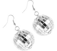 POPETPOP Orecchini a Sfera Disco in Acrilico Argento per Donna, Design Chic e Fresco, Leggeri e Comodi da Indossare per Feste e Discoteca