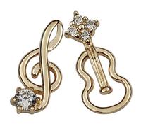 POPETPOP Orecchini Asimmetrici Bottone in Forma di Nota e Violino con Zirconi Gioielli Eleganti per Amanti della Musica Idea Regalo Donna per Uso Quotidiano