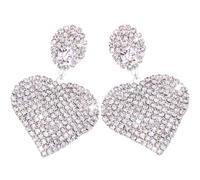 POPETPOP Orecchini Donna Cuore con Pietre Brillanti a Forma di Cuore in Lega Argento, Pendenti Creativi e Retrò per Compleanno e Natale, di Gioielli le Orecchie