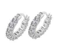 POPETPOP Orecchini Donna U-shape con Zirconi Scintillanti Piccoli Cerchi Pendenti in Placcato Eleganti per Orecchie Forate Accessorio Raffinato per Ogni Occasione