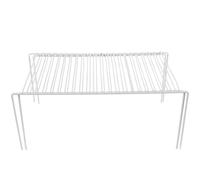 POPETPOP Organizer da Cucina in Ferro Bianco Allungabile e Impilabile senza Attrezzi, Scaffale Elegante per Ripiani in Armadio e Piano di Lavoro