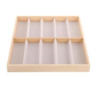 POPETPOP Organizer per Occhiali da Sole Slot in Bambù con Rivestimento in Tessuto Espositore Elegante e Salvaspazio per Occhiali Orologi e Gioielli Portaocchiali da Scrivania e Comò