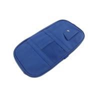 POPETPOP Organizer per Visiera Parasole Auto in Pu Blu con Cerniera, Tasche Multiple per Occhiali da Sole, Ricevute e Carte, Custodia Pieghevole Portatile per Suv e Camper