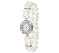 POPETPOP Orologio Bracciale Donna con Perle Bianche a Doppio Filo, Design Elastico Resistente ai Graffi, per Feste di Natale ed Elegante Stile Vintage