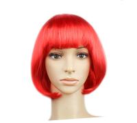 POPETPOP Parrucca Bob Rossa con Frangetta per Donne in Pet, Corta e Liscia, per Rave Party e Costume, Aspetto Naturale alla Moda