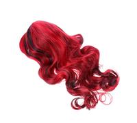 POPETPOP Parrucca Cosplay Lunga Riccia a Due Toni Nero e Rosso in Fibra Resistente al Calore per Donne e Ragazze Uso Quotidiano e Occasioni Speciali