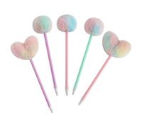 POPETPOP Penna Pompon Cuore 5 Pezzi in Peluche Abs, Penna per Scrivere